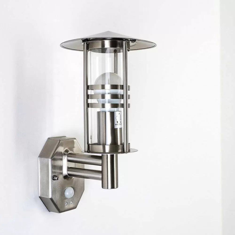 hofstein Applique Murale Forli Acier Inoxydable, 1 Lumiere, Detecteur De Mouvement