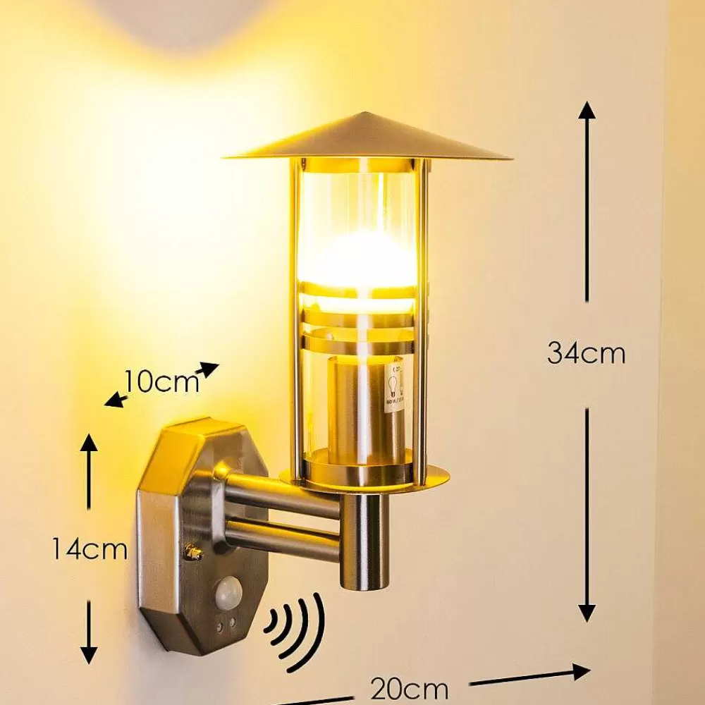 hofstein Applique Murale Forli Acier Inoxydable, 1 Lumiere, Detecteur De Mouvement