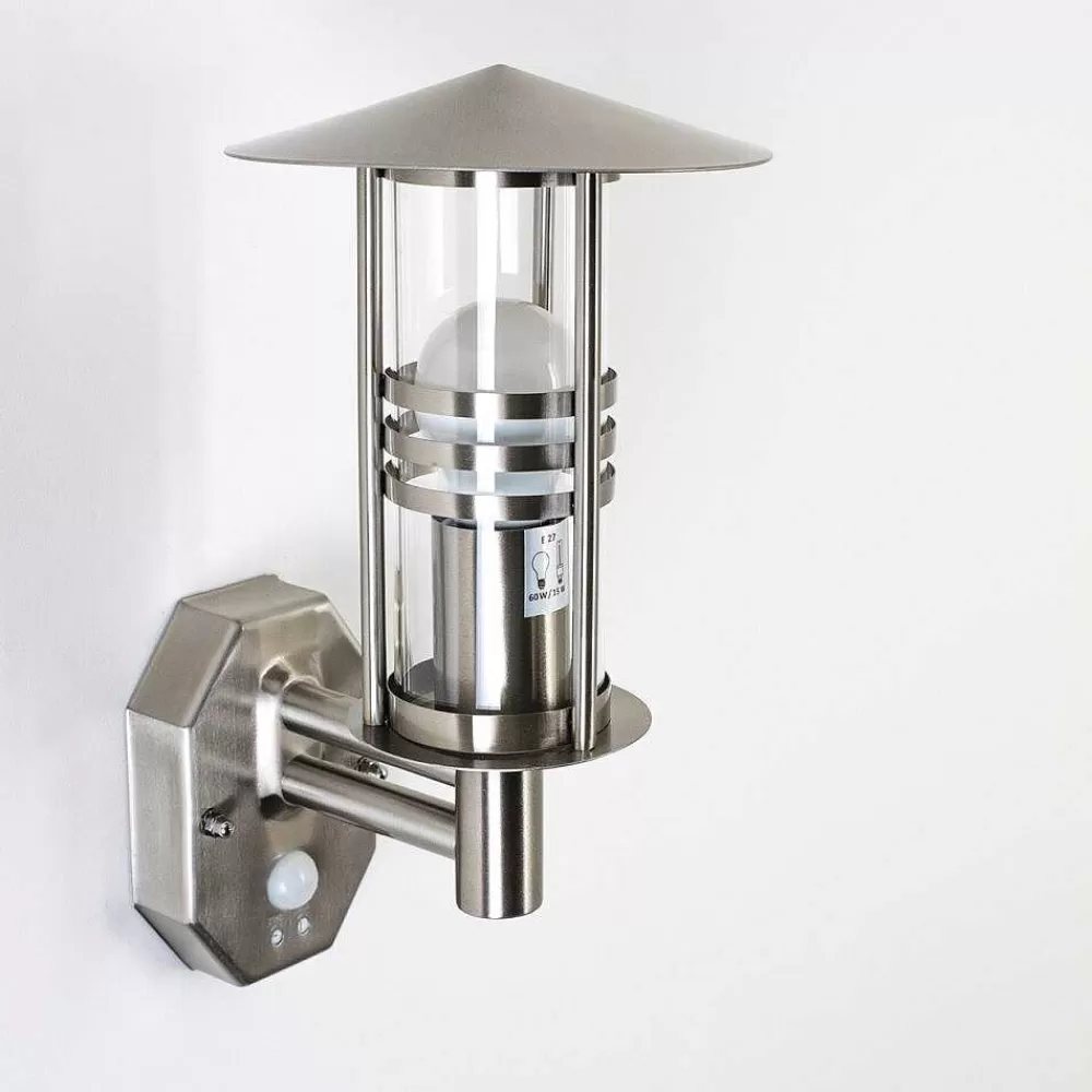 hofstein Applique Murale Forli Acier Inoxydable, 1 Lumiere, Detecteur De Mouvement