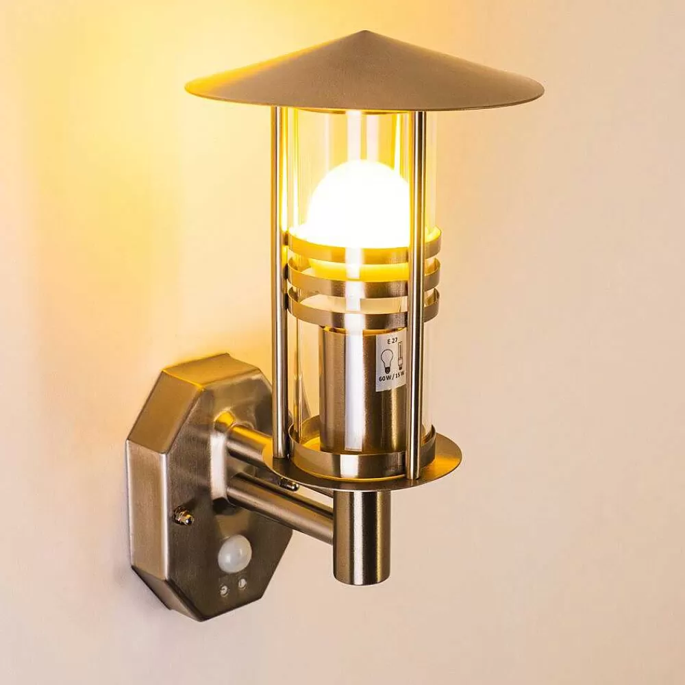 hofstein Applique Murale Forli Acier Inoxydable, 1 Lumiere, Detecteur De Mouvement