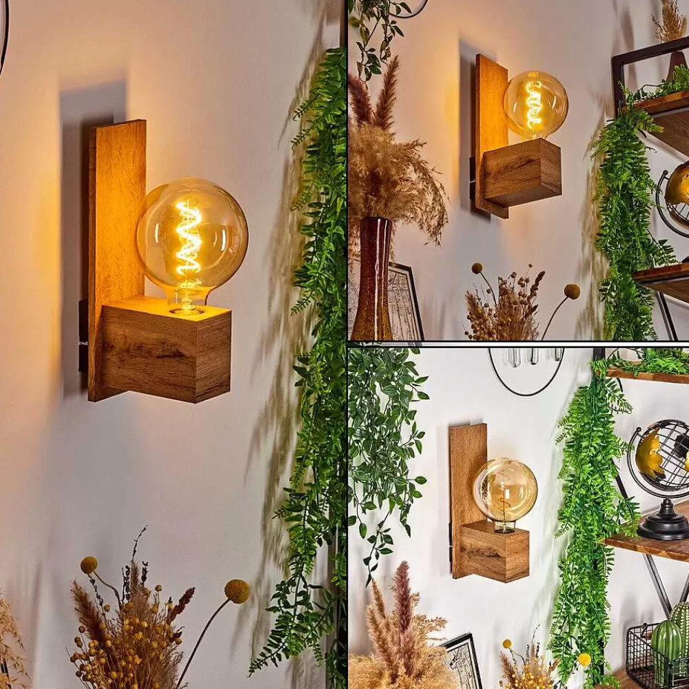 hofstein Applique Murale Heimola Brun, Couleur Bois, 1 Lumiere