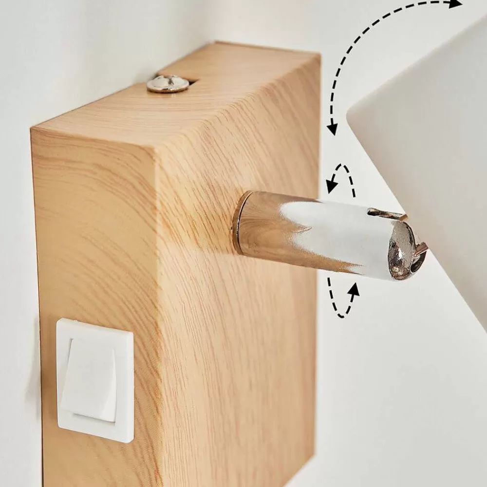 hofstein Applique Murale Javel Chrome, Couleur Bois, Ecru, 1 Lumiere