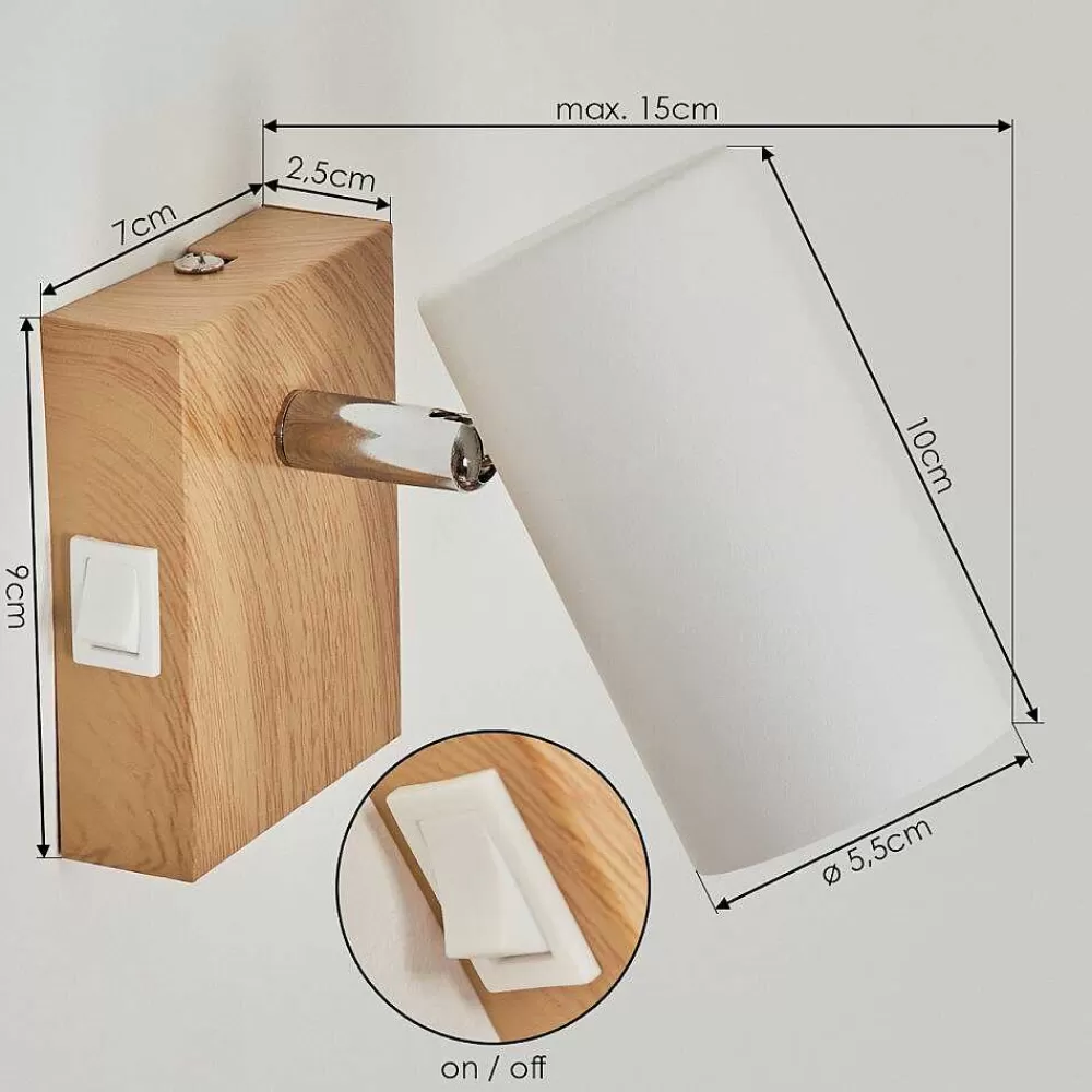 hofstein Applique Murale Javel Chrome, Couleur Bois, Ecru, 1 Lumiere