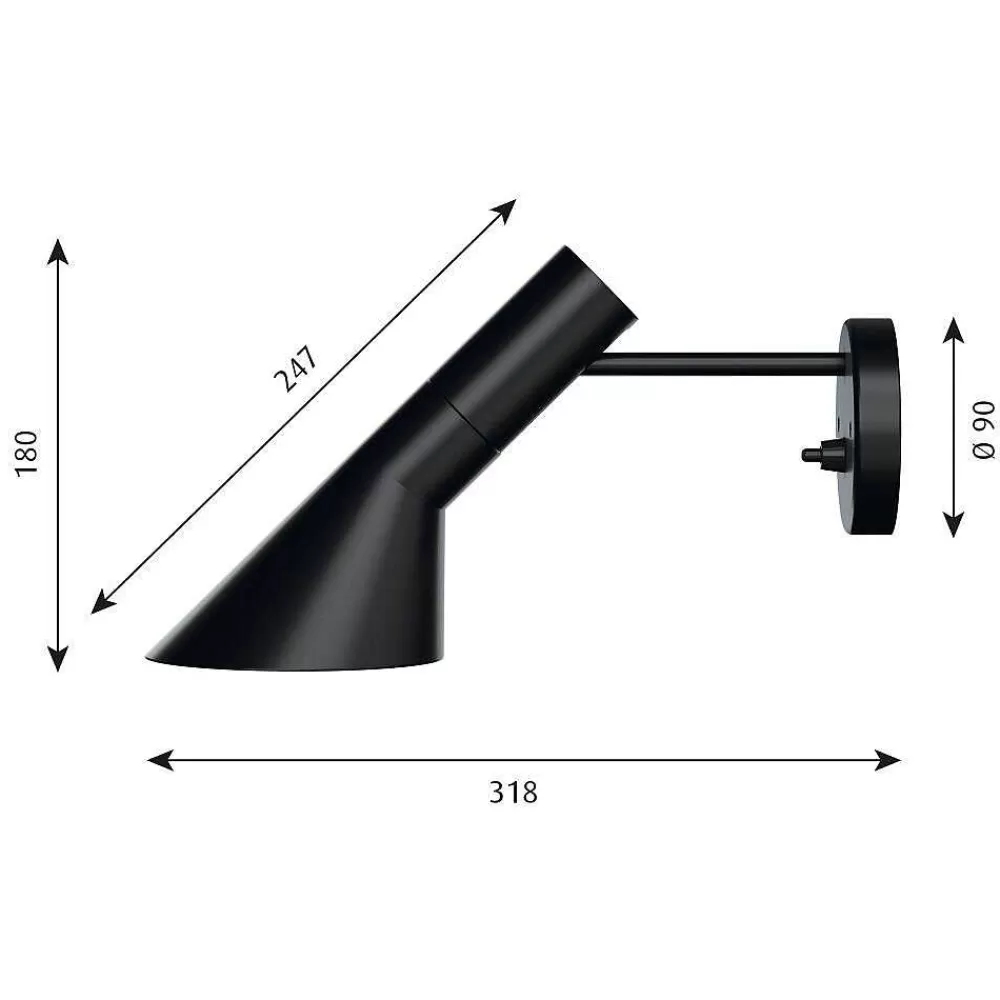 Luminaires Louis Poulsen Applique Murale Louis Poulsen Aj Noir, 1 Lumiere