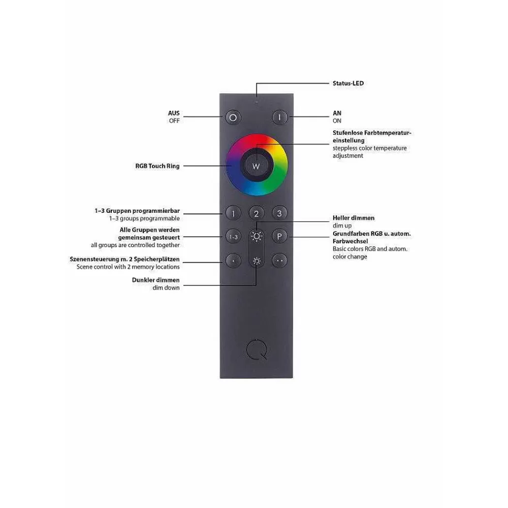 Paul Neuhaus Q-Serie Applique Murale Paul Neuhaus Neuhaus Q-Tetra Master Led Nickel Mat, 1 Lumiere, Telecommandes, Changeur De Couleurs