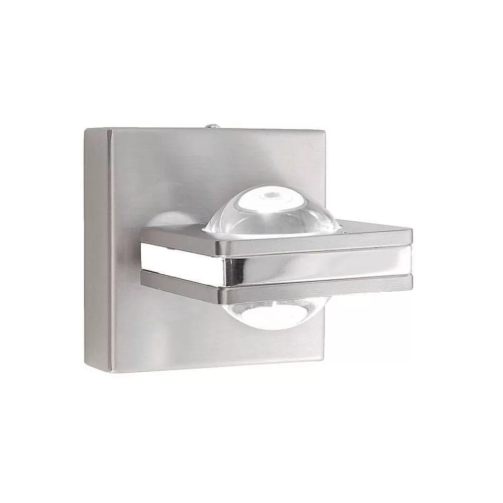 Paul Neuhaus Q-Serie Applique Murale Paul Neuhaus Q-Fisheye Led Acier Inoxydable, 2 Lumieres, Telecommandes, Changeur De Couleurs