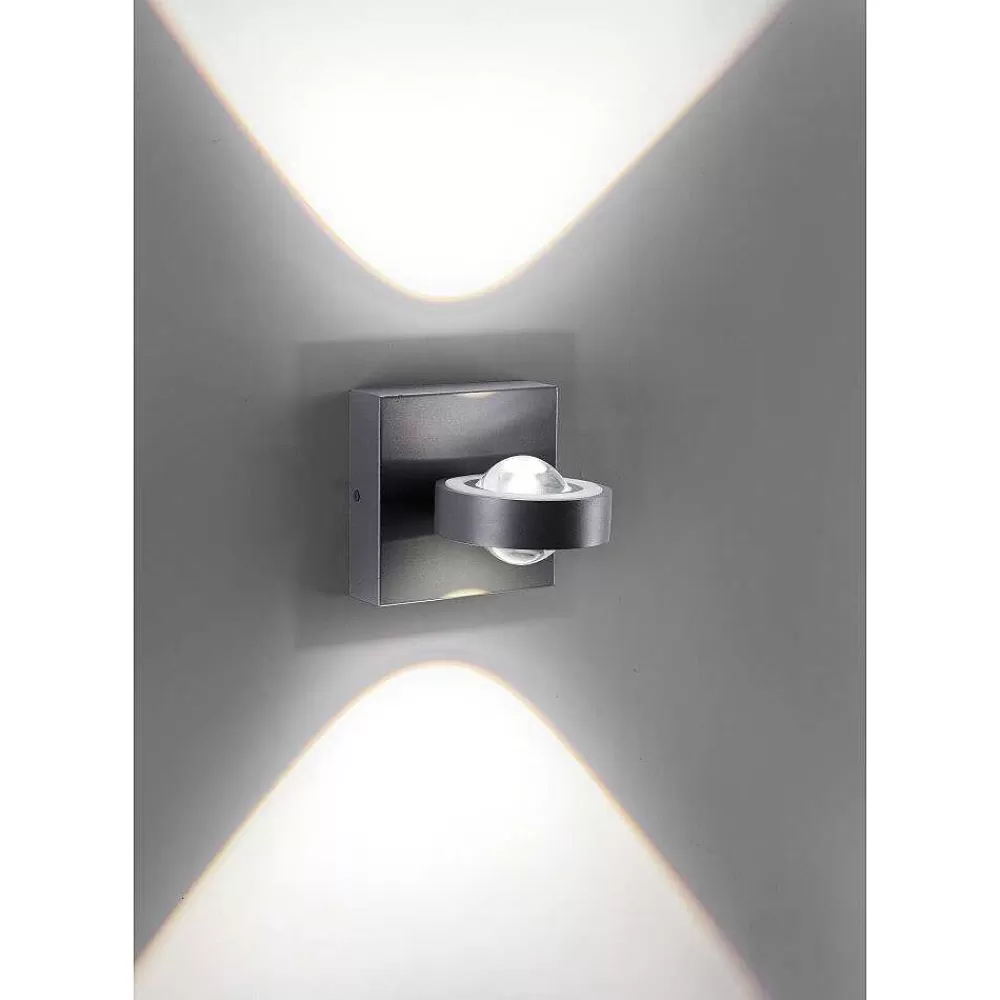 Paul Neuhaus Q-Serie Applique Murale Paul Neuhaus Q-Mia Led Anthracite, 2 Lumieres, Telecommandes