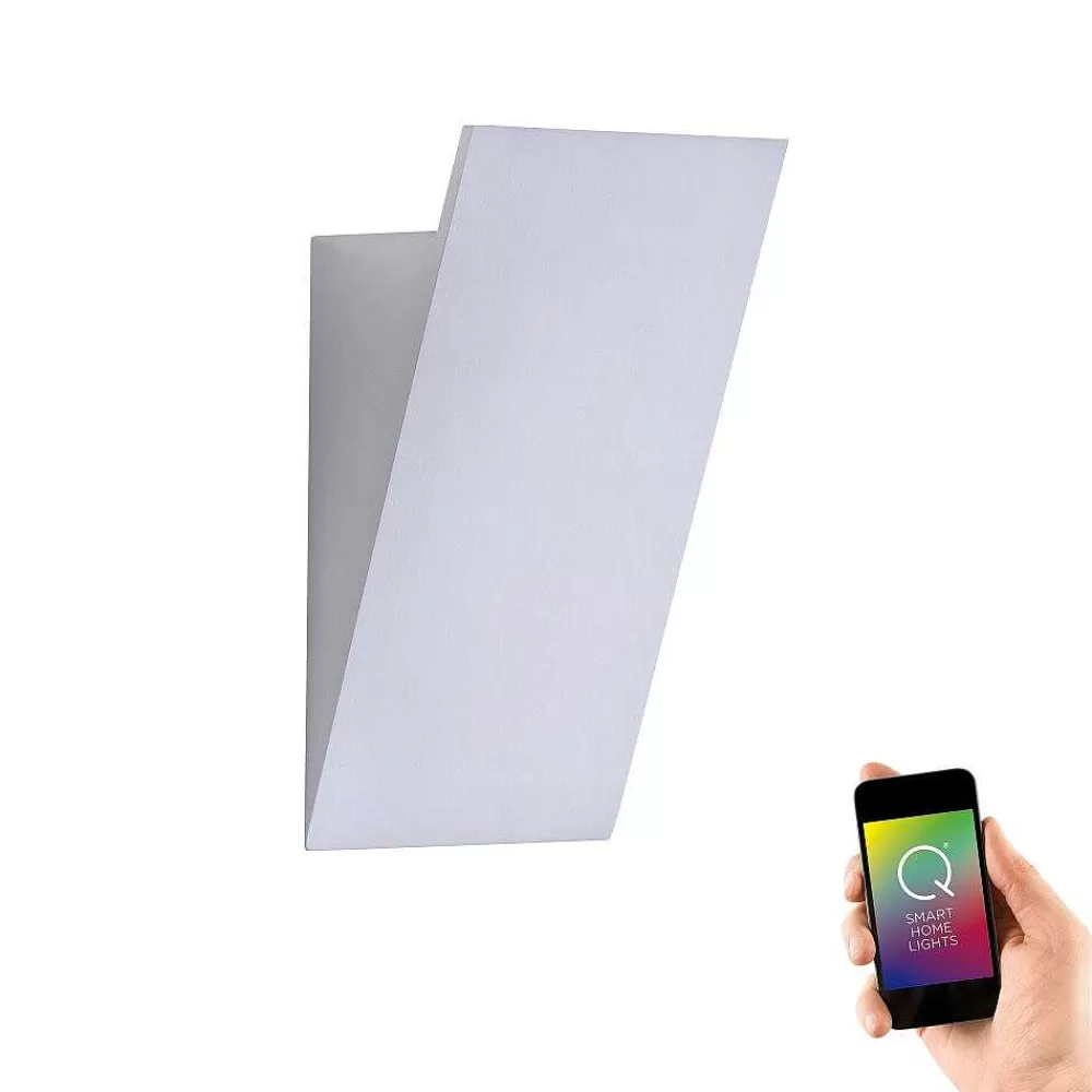 Paul Neuhaus Q-Serie Applique Murale Paul Neuhaus Q-Wedge Led Aluminium, 1 Lumiere, Telecommandes, Changeur De Couleurs