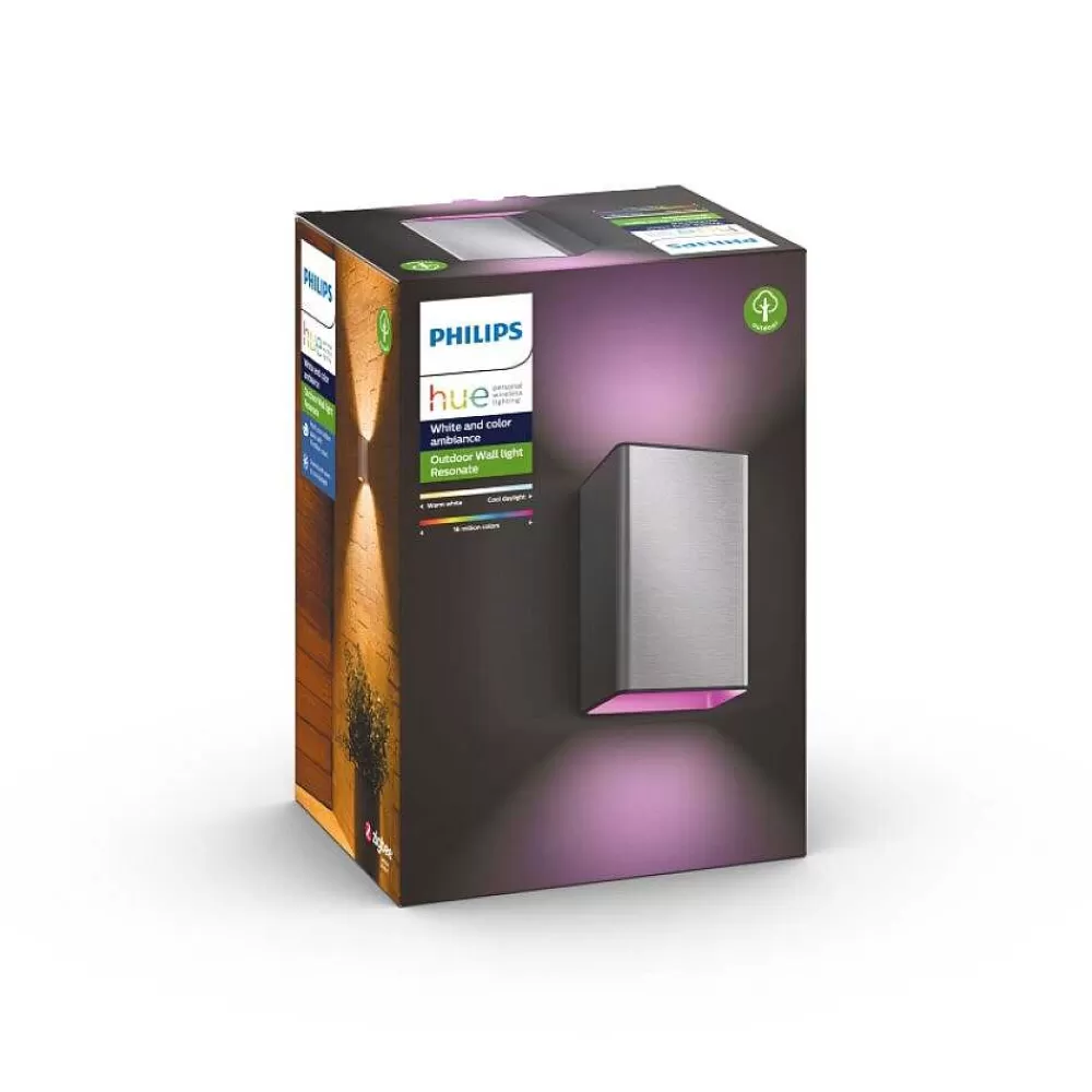 Luminaires Philips Applique Murale Philips Hue White & Color Ambiance Resonate Led Acier Inoxydable, 2 Lumieres