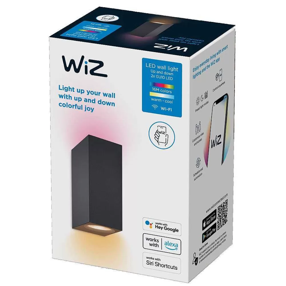 Luminaires Philips Applique Murale Philips Wiz Up&Down Led Noir, 2 Lumieres, Changeur De Couleurs