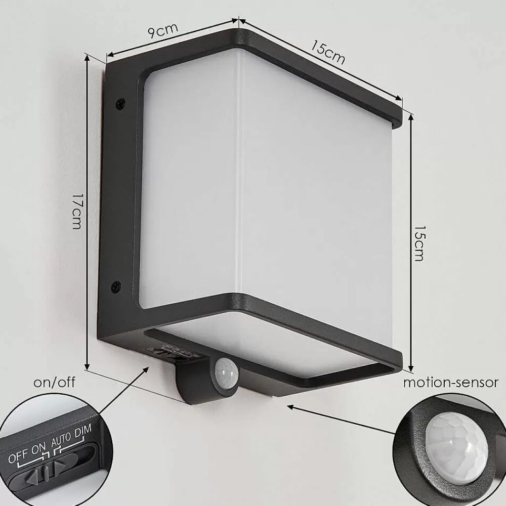 hofstein Applique Solaire Burseryd Led Noir, 1 Lumiere, Detecteur De Mouvement