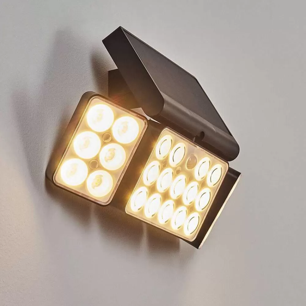 hofstein Applique Solaire Estampes Led Anthracite, 1 Lumiere, Detecteur De Mouvement