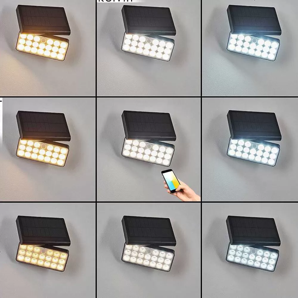 hofstein Applique Solaire Estampes Led Anthracite, 1 Lumiere, Detecteur De Mouvement