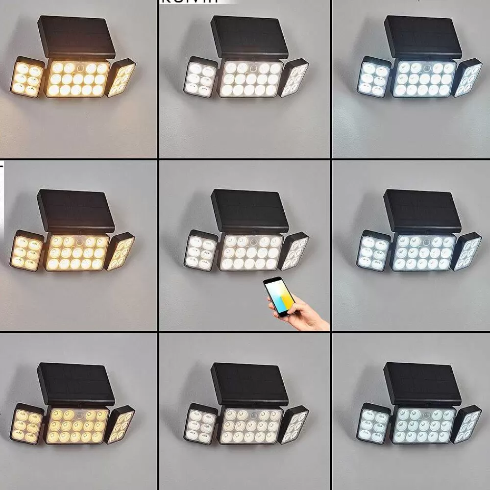 hofstein Applique Solaire Estampes Led Anthracite, 1 Lumiere, Detecteur De Mouvement