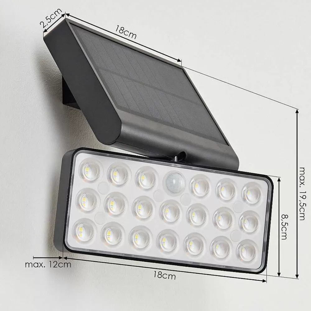 hofstein Applique Solaire Estampes Led Anthracite, 1 Lumiere, Detecteur De Mouvement