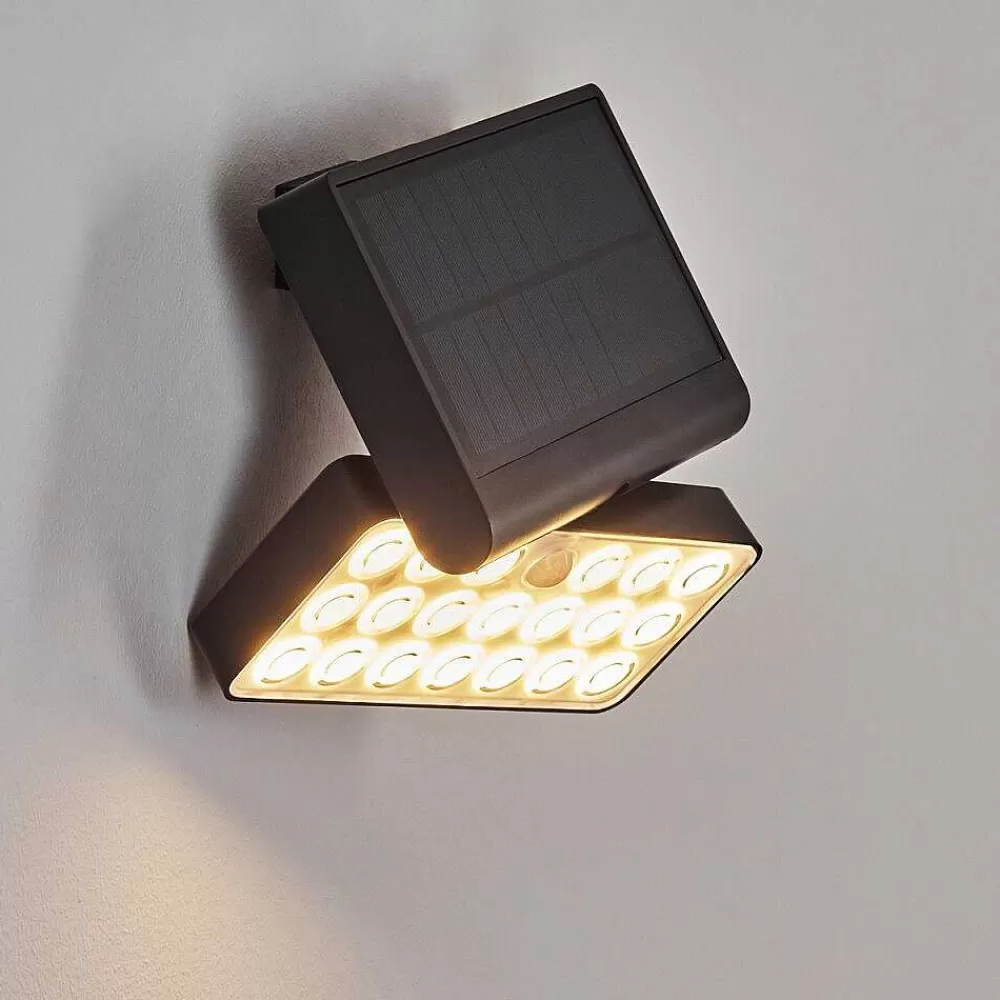 hofstein Applique Solaire Estampes Led Anthracite, 1 Lumiere, Detecteur De Mouvement