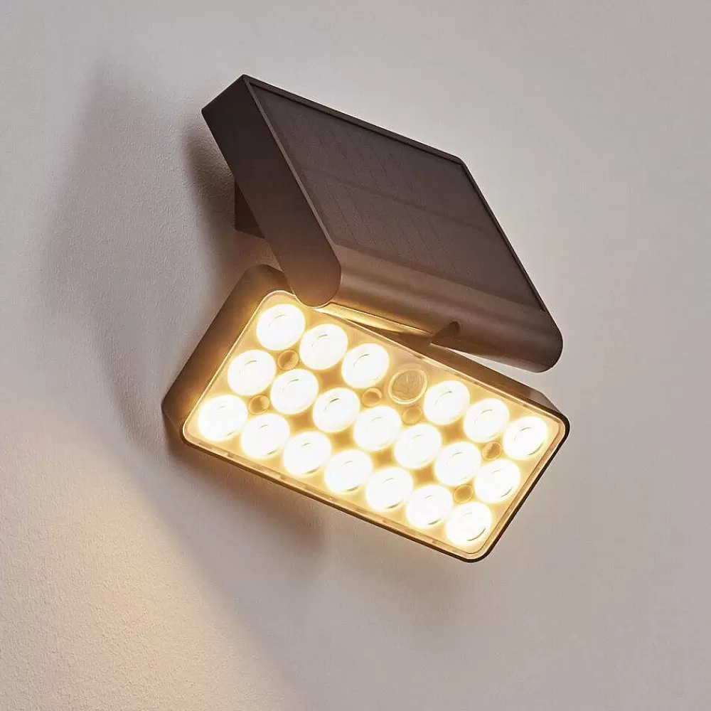 hofstein Applique Solaire Estampes Led Anthracite, 1 Lumiere, Detecteur De Mouvement