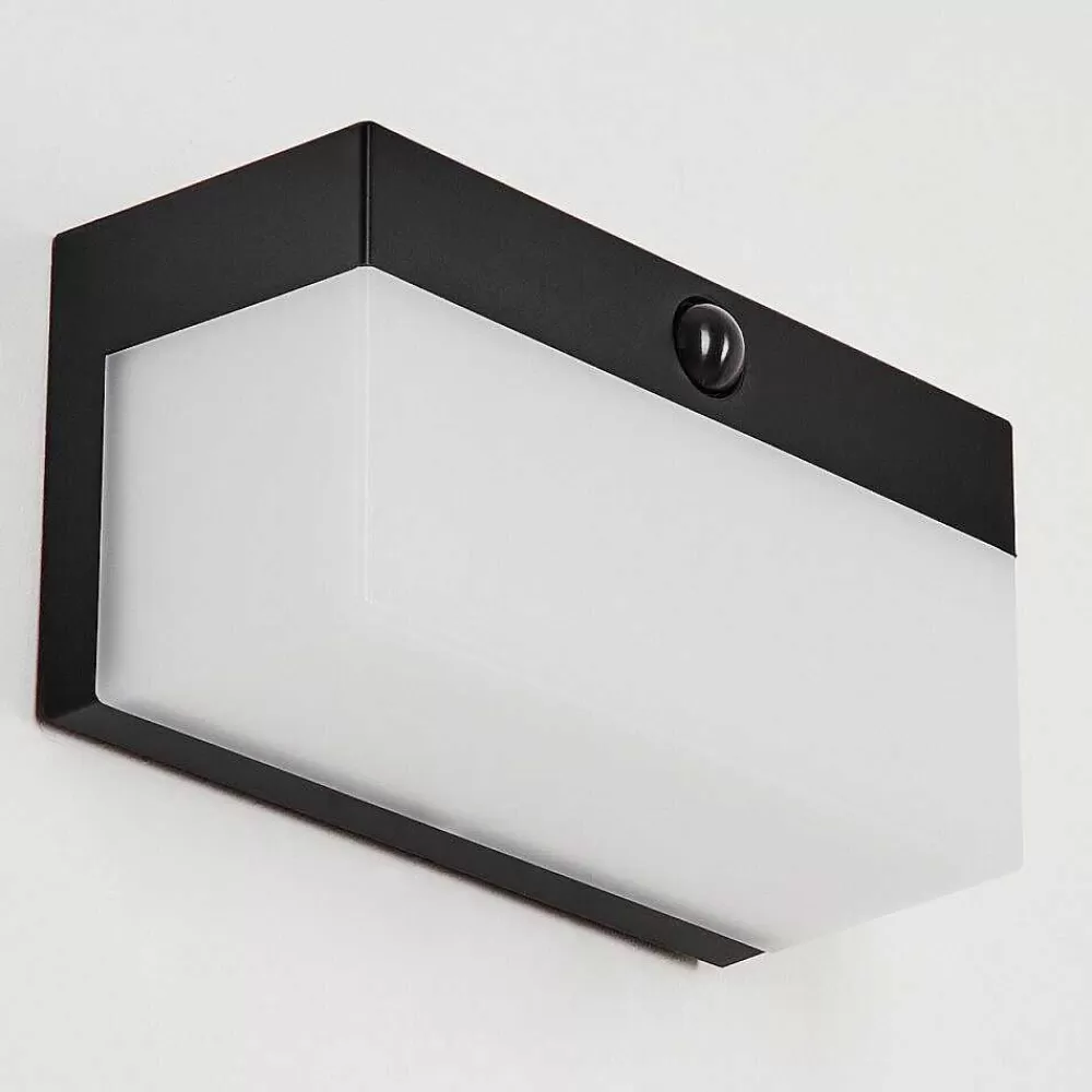 hofstein Applique Solaire Malalhue Led Noir, 1 Lumiere, Detecteur De Mouvement