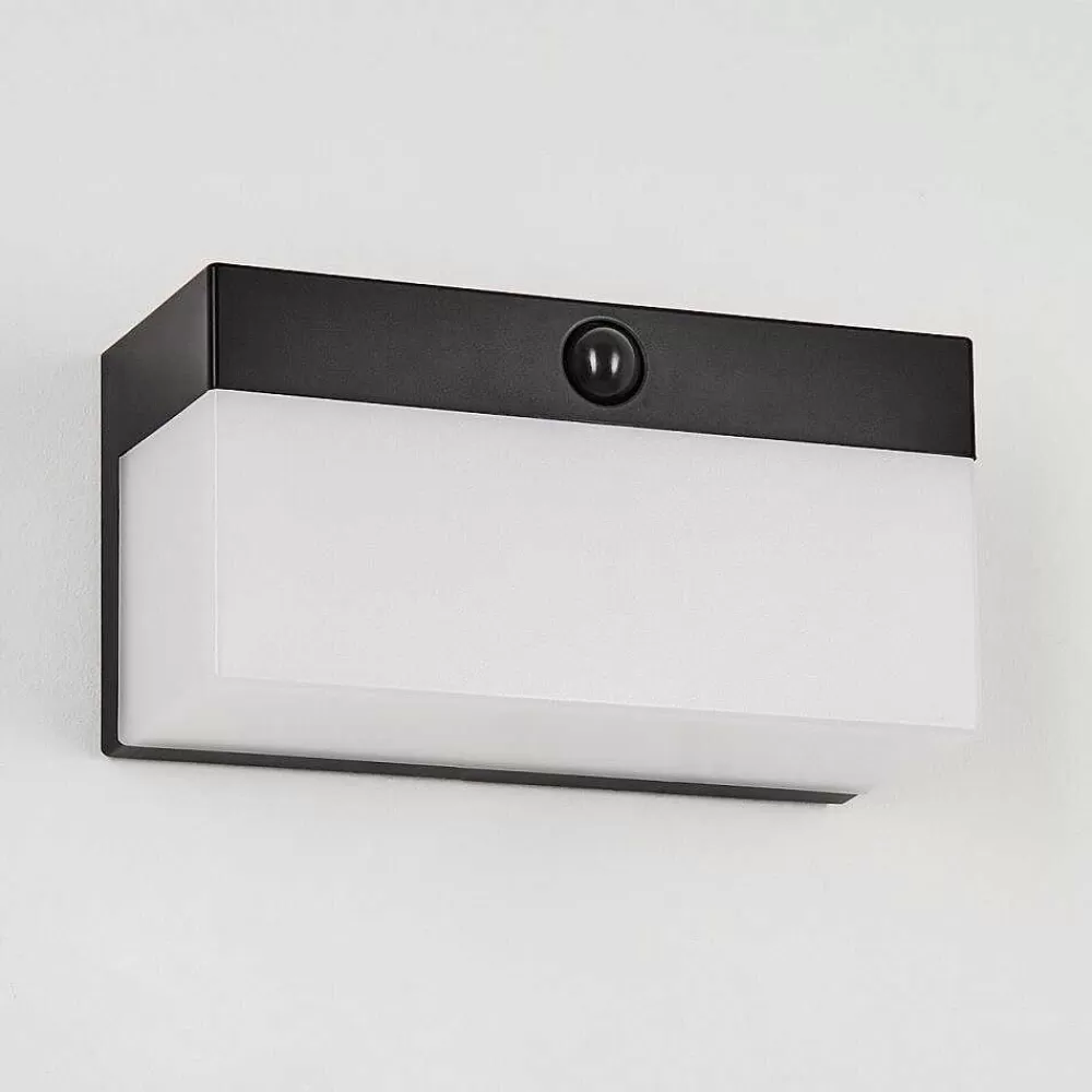 hofstein Applique Solaire Malalhue Led Noir, 1 Lumiere, Detecteur De Mouvement