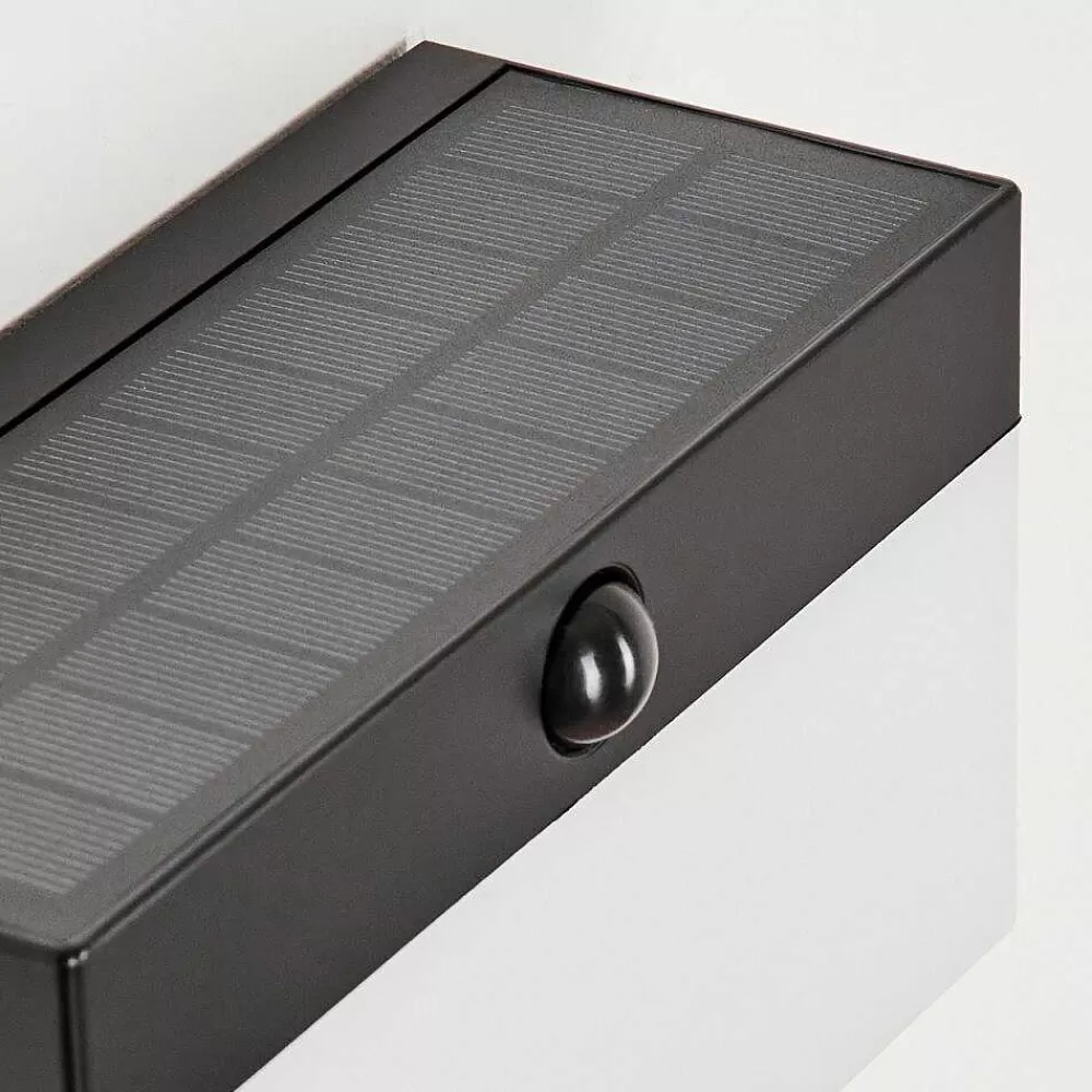 hofstein Applique Solaire Malalhue Led Noir, 1 Lumiere, Detecteur De Mouvement
