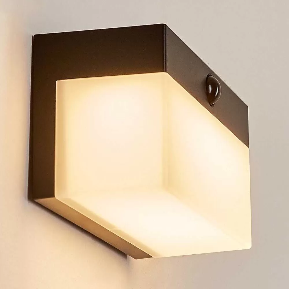 hofstein Applique Solaire Malalhue Led Noir, 1 Lumiere, Detecteur De Mouvement