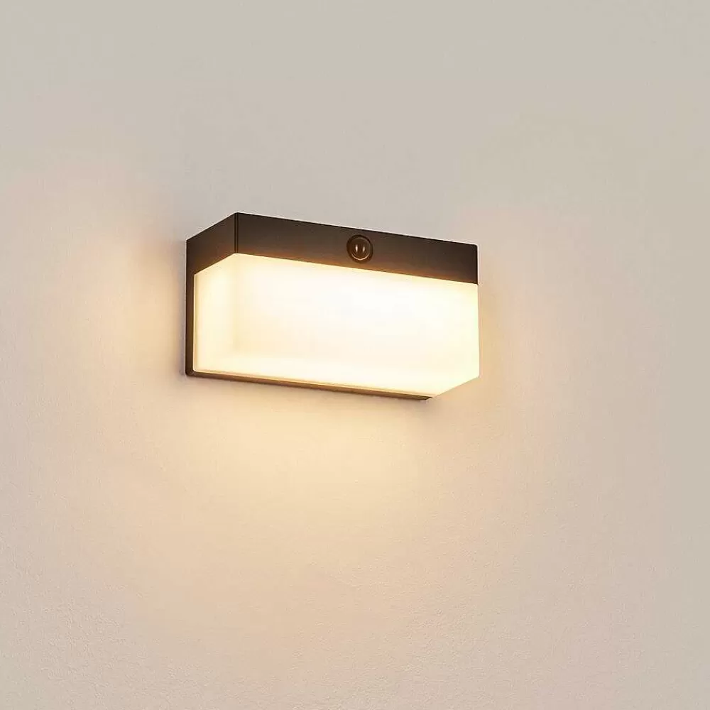 hofstein Applique Solaire Malalhue Led Noir, 1 Lumiere, Detecteur De Mouvement