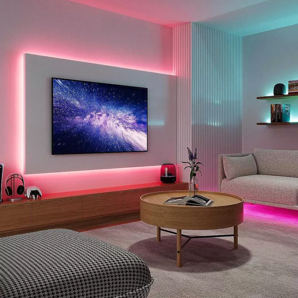 Luminaires Reality Bande Led Reality Racer Noir, 1 Lumiere, Telecommandes, Changeur De Couleurs