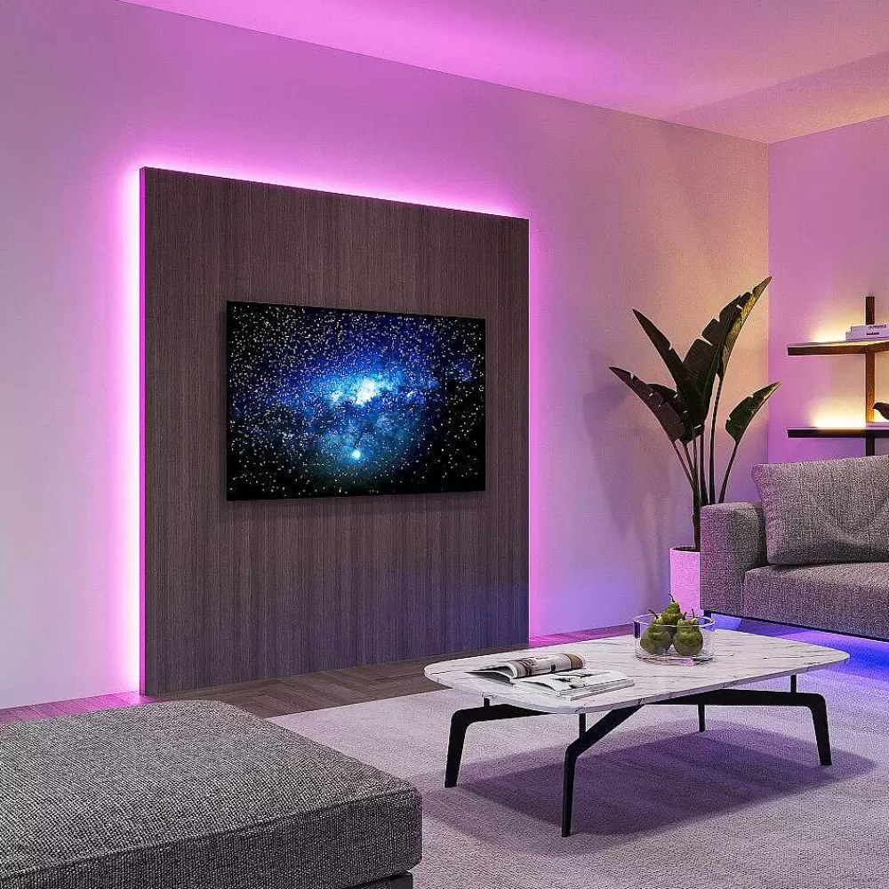 Luminaires Reality Bande Led Reality Screen Noir, 1 Lumiere, Telecommandes, Changeur De Couleurs