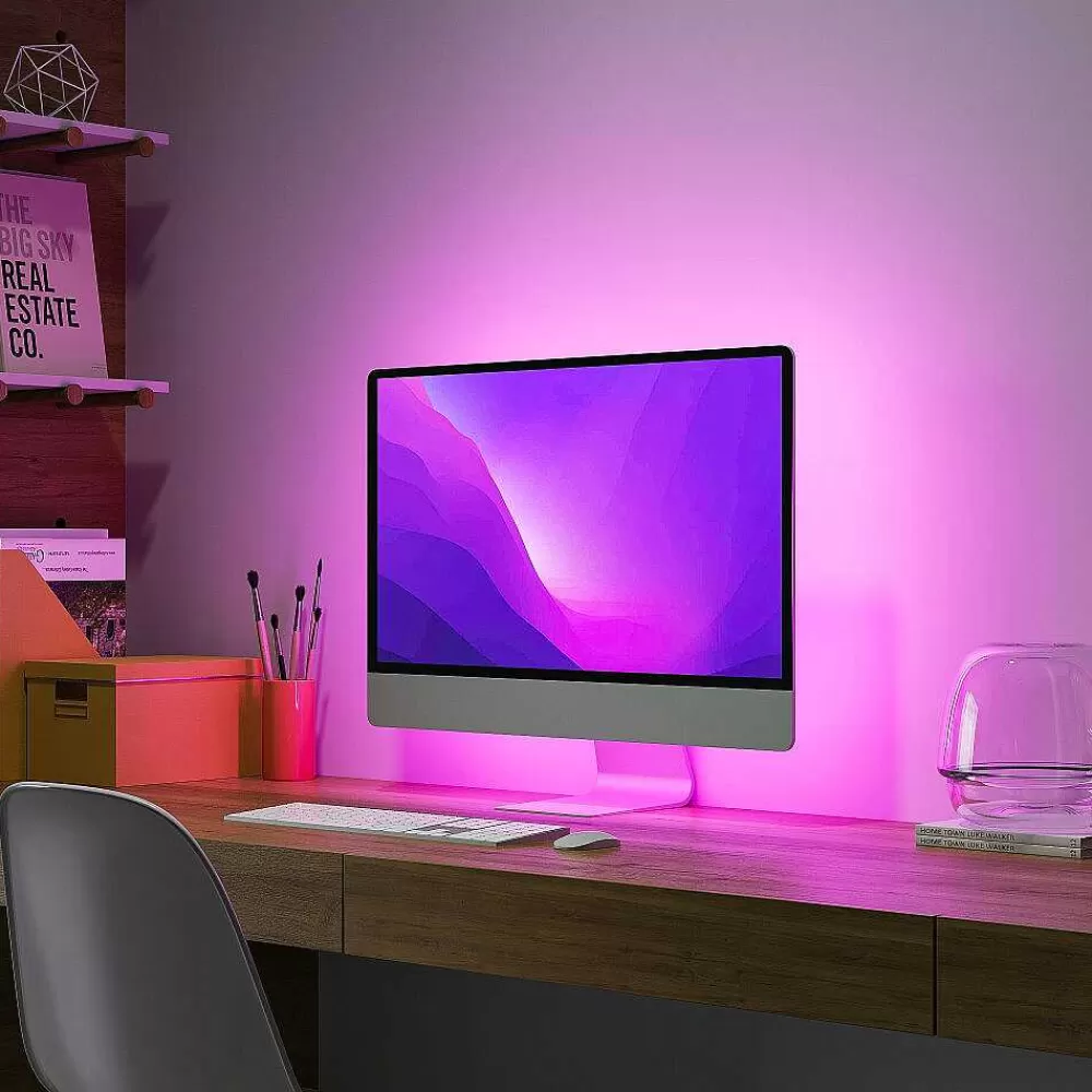 Luminaires Reality Bande Led Reality Screen Noir, 1 Lumiere, Telecommandes, Changeur De Couleurs