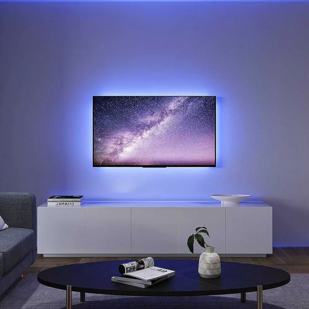Luminaires Reality Bande Led Reality Screen Noir, 1 Lumiere, Telecommandes, Changeur De Couleurs