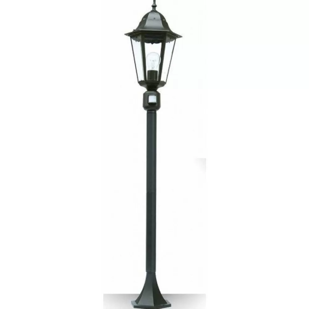 hofstein Borne D'Éclairage Lutec Bristol Noir, 1 Lumiere, Detecteur De Mouvement