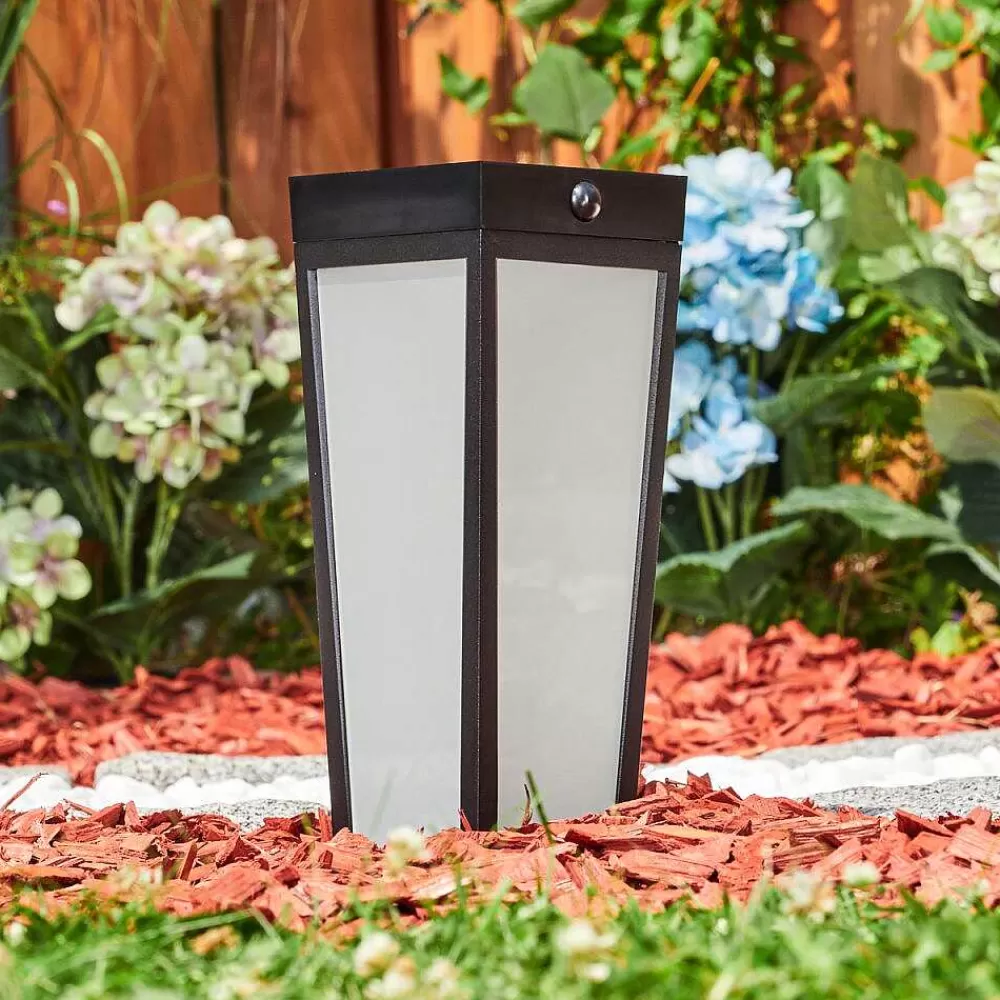 hofstein Borne Lumineuse Begg Led Noir, 1 Lumiere, Detecteur De Mouvement, Changeur De Couleurs