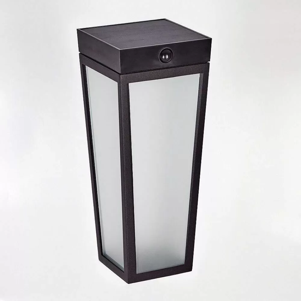 hofstein Borne Lumineuse Begg Led Noir, 1 Lumiere, Detecteur De Mouvement, Changeur De Couleurs
