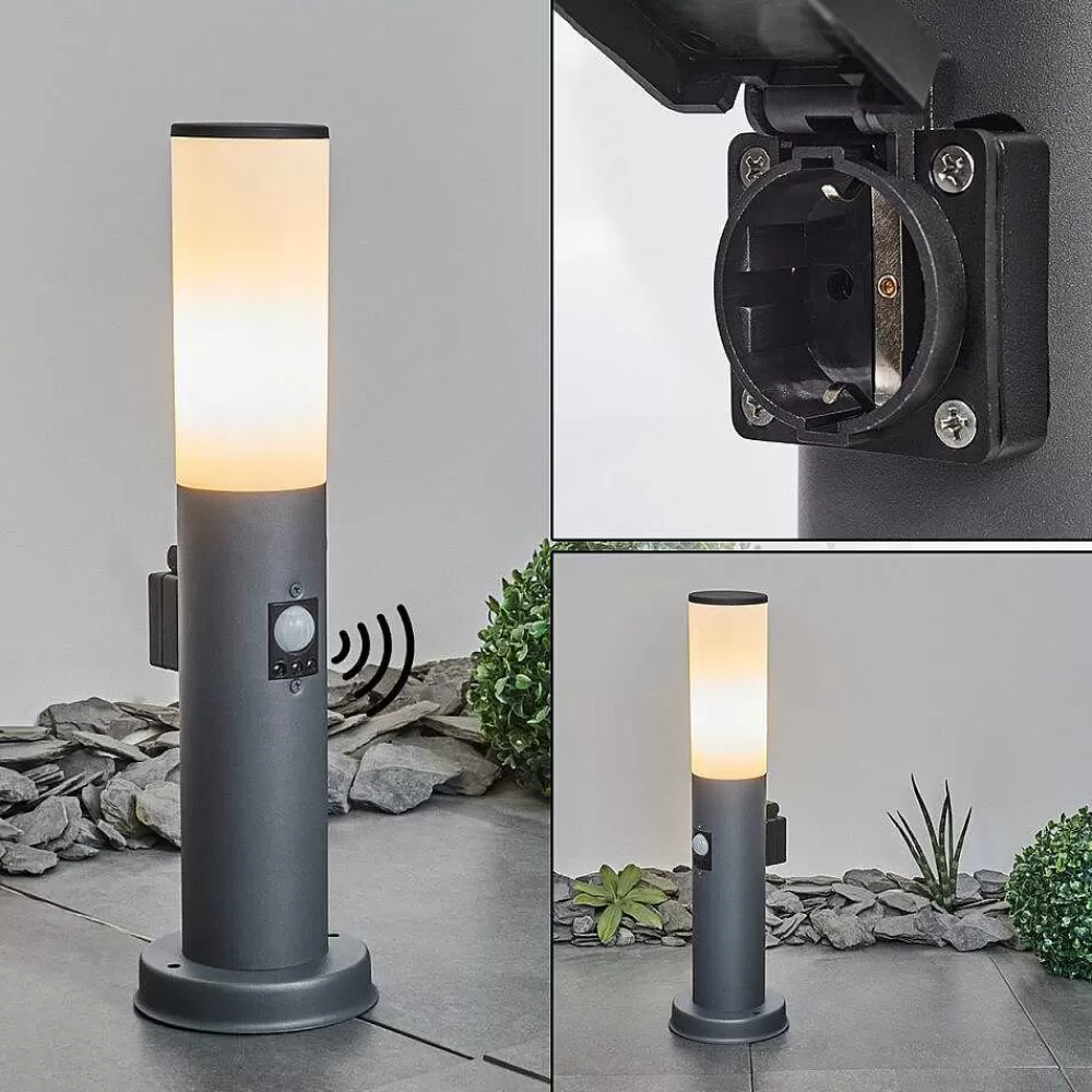 hofstein Borne Lumineuse Caserta Anthracite, 1 Lumiere, Detecteur De Mouvement