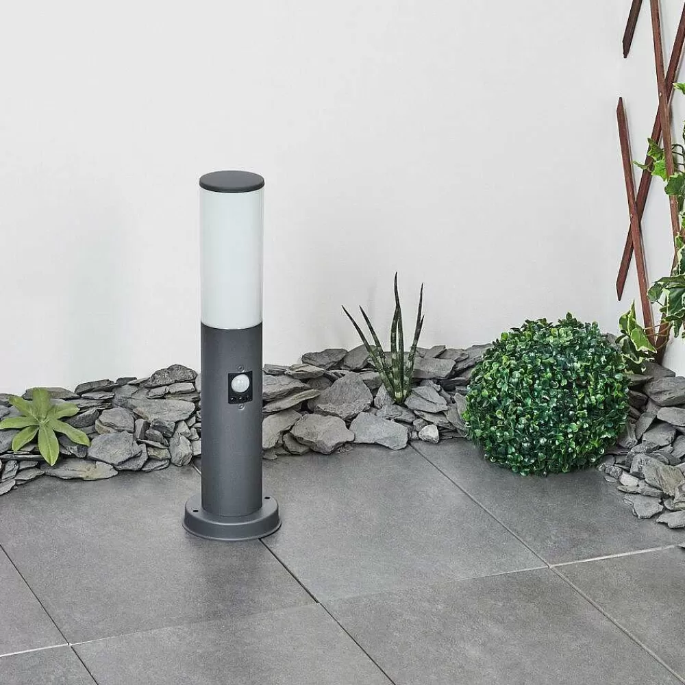 hofstein Borne Lumineuse Caserta Anthracite, 1 Lumiere, Detecteur De Mouvement