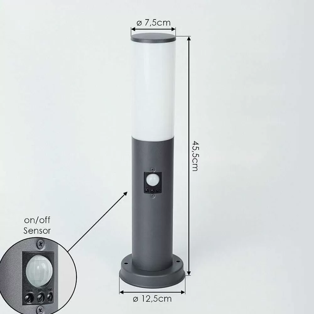 hofstein Borne Lumineuse Caserta Anthracite, 1 Lumiere, Detecteur De Mouvement