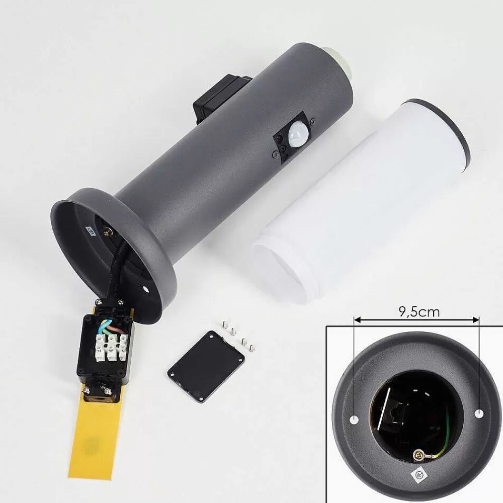 hofstein Borne Lumineuse Caserta Anthracite, 1 Lumiere, Detecteur De Mouvement