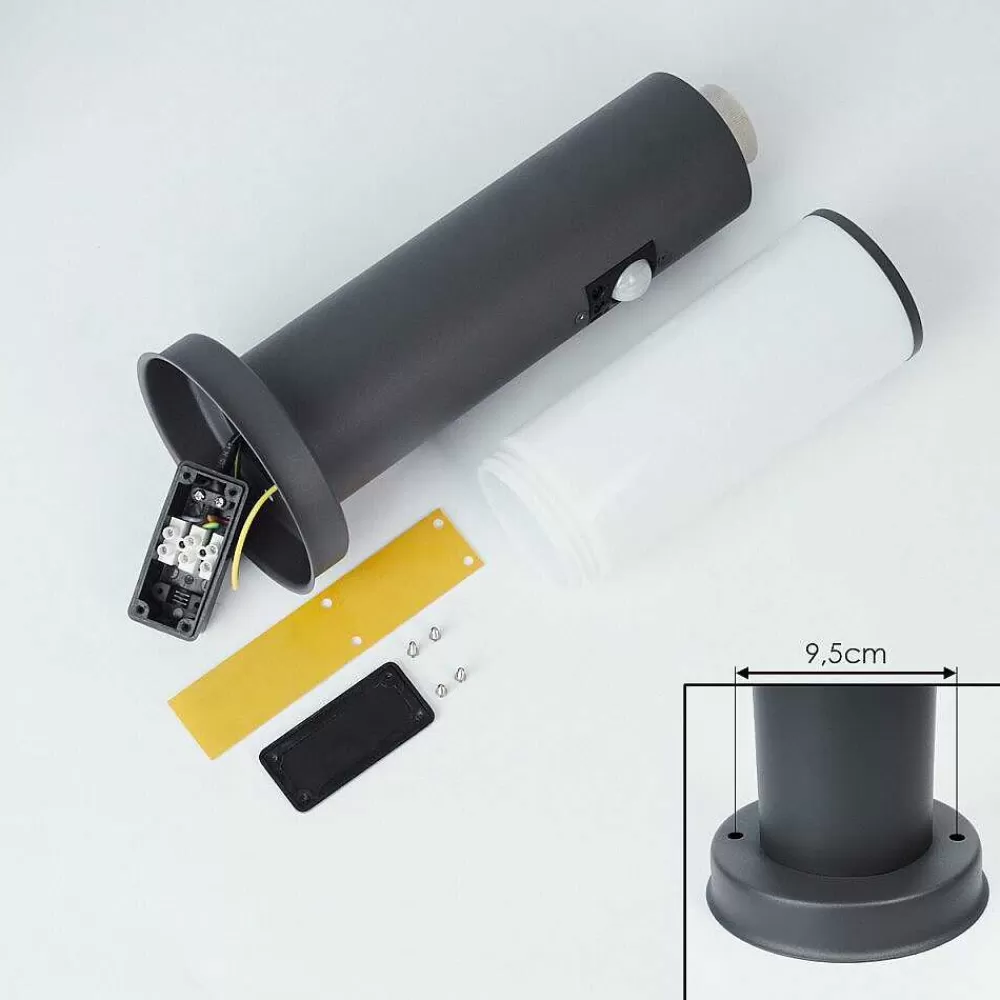 hofstein Borne Lumineuse Caserta Anthracite, 1 Lumiere, Detecteur De Mouvement