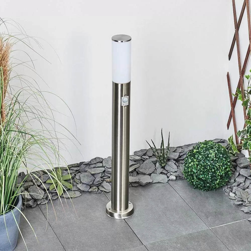 hofstein Borne Lumineuse Caserta Nickel Mat, Blanc, 1 Lumiere, Detecteur De Mouvement