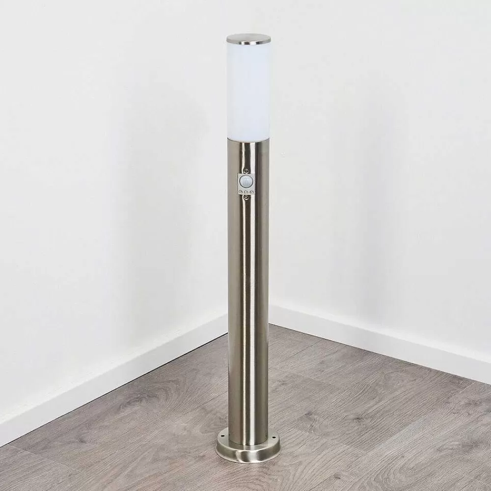 hofstein Borne Lumineuse Caserta Nickel Mat, Blanc, 1 Lumiere, Detecteur De Mouvement