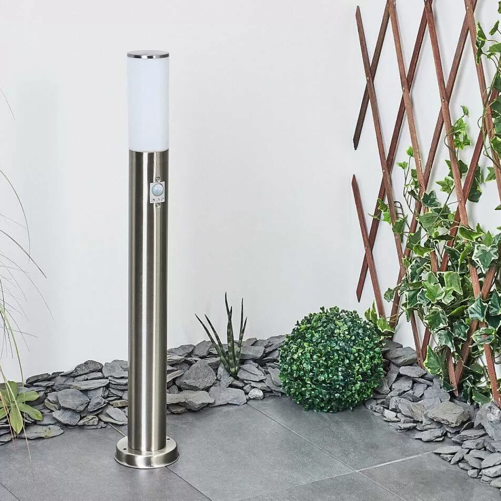 hofstein Borne Lumineuse Caserta Nickel Mat, Blanc, 1 Lumiere, Detecteur De Mouvement
