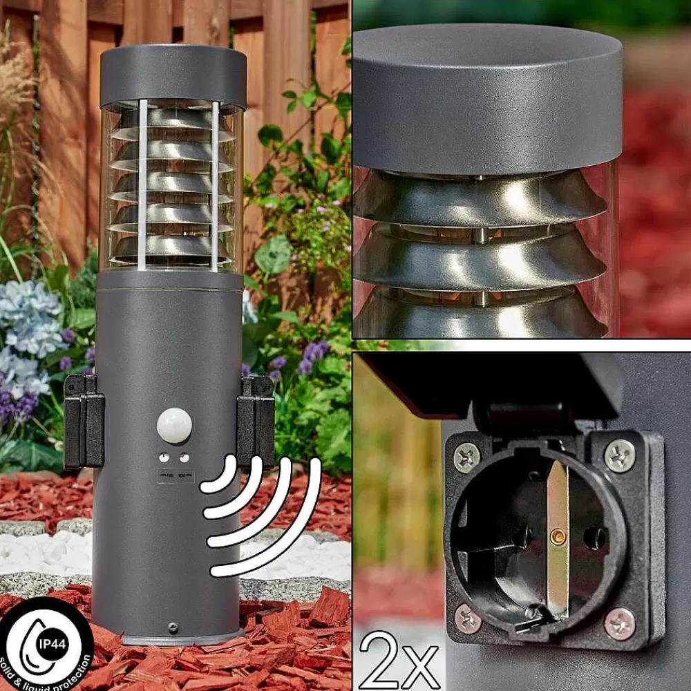 hofstein Borne Lumineuse Dakar Anthracite, 1 Lumiere, Detecteur De Mouvement