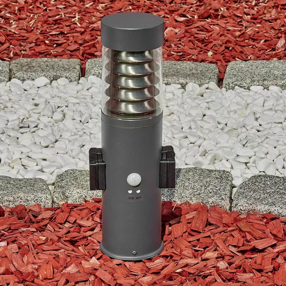 hofstein Borne Lumineuse Dakar Anthracite, 1 Lumiere, Detecteur De Mouvement