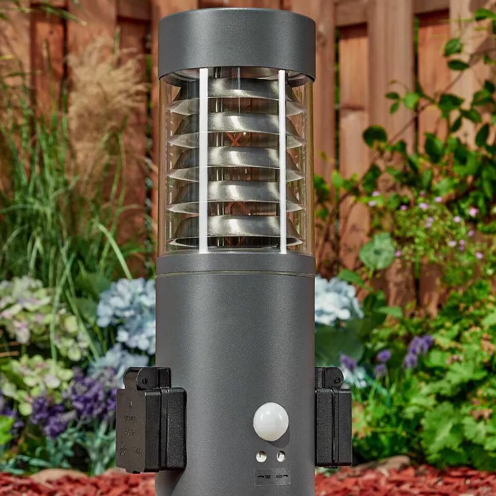 hofstein Borne Lumineuse Dakar Anthracite, 1 Lumiere, Detecteur De Mouvement