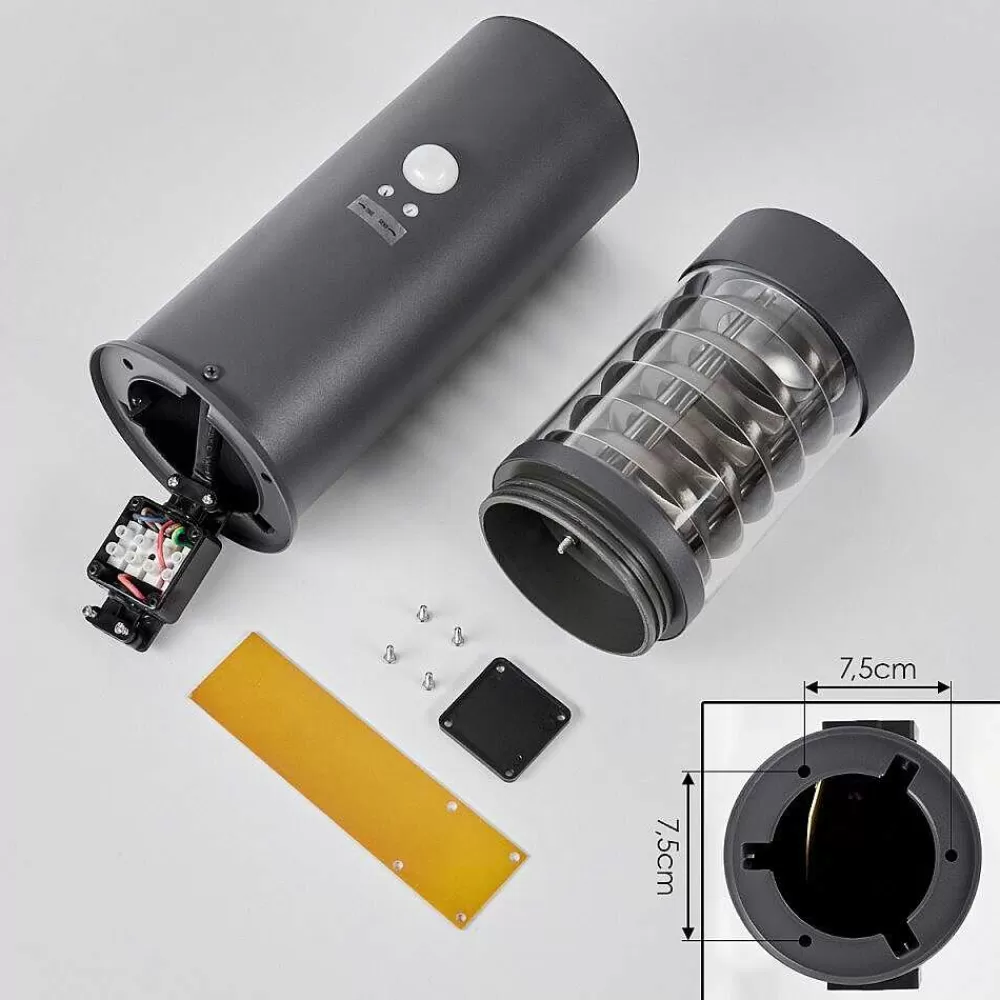 hofstein Borne Lumineuse Dakar Anthracite, 1 Lumiere, Detecteur De Mouvement