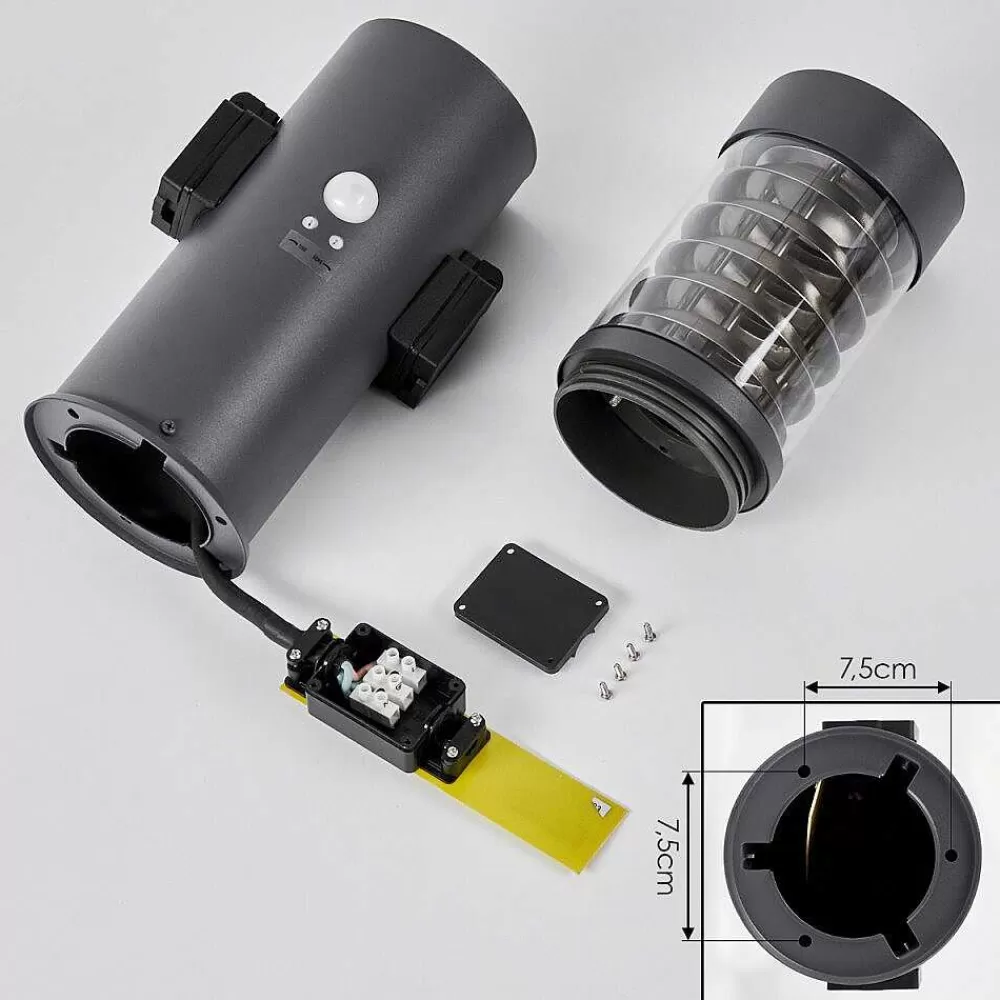 hofstein Borne Lumineuse Dakar Anthracite, 1 Lumiere, Detecteur De Mouvement