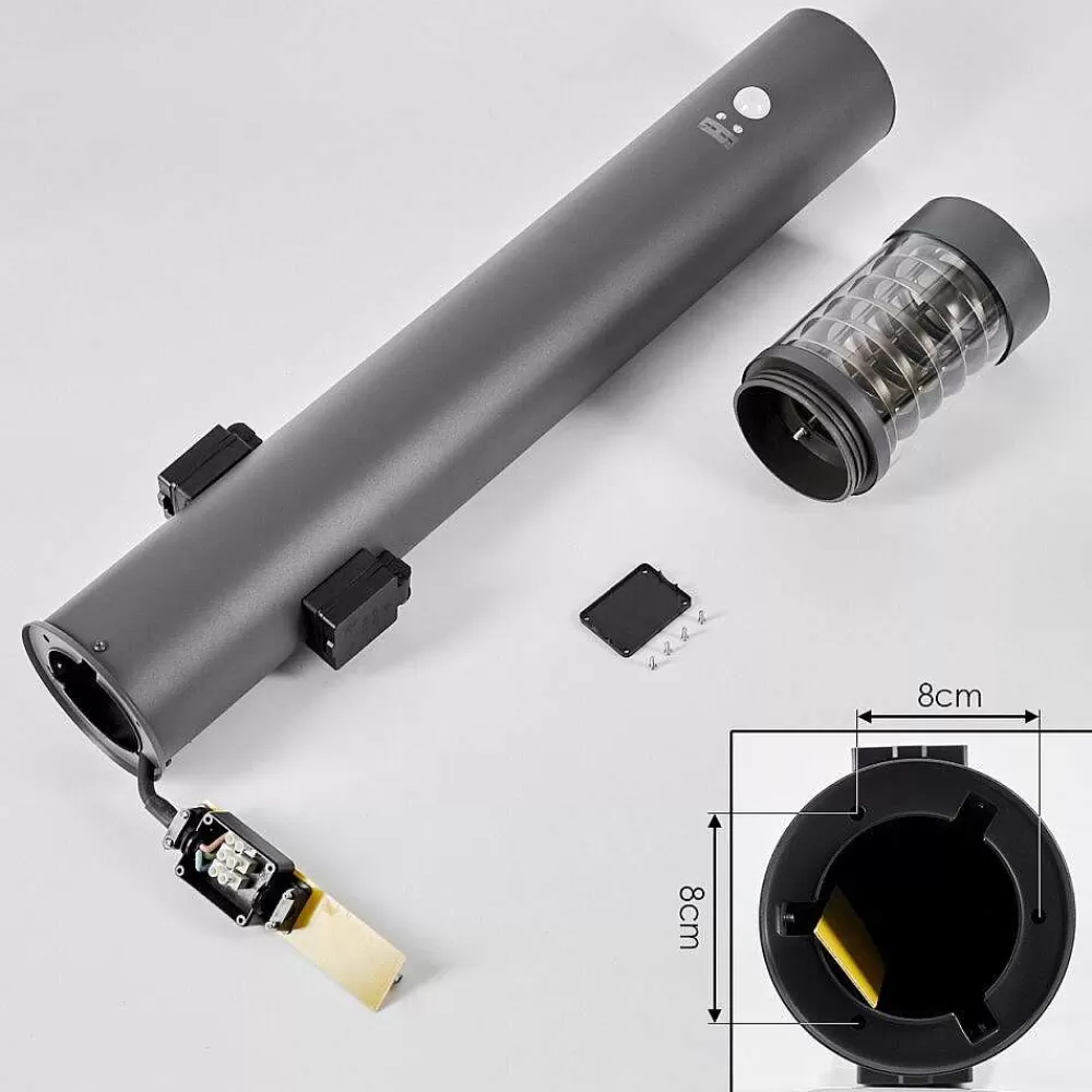 hofstein Borne Lumineuse Dakar Anthracite, 1 Lumiere, Detecteur De Mouvement