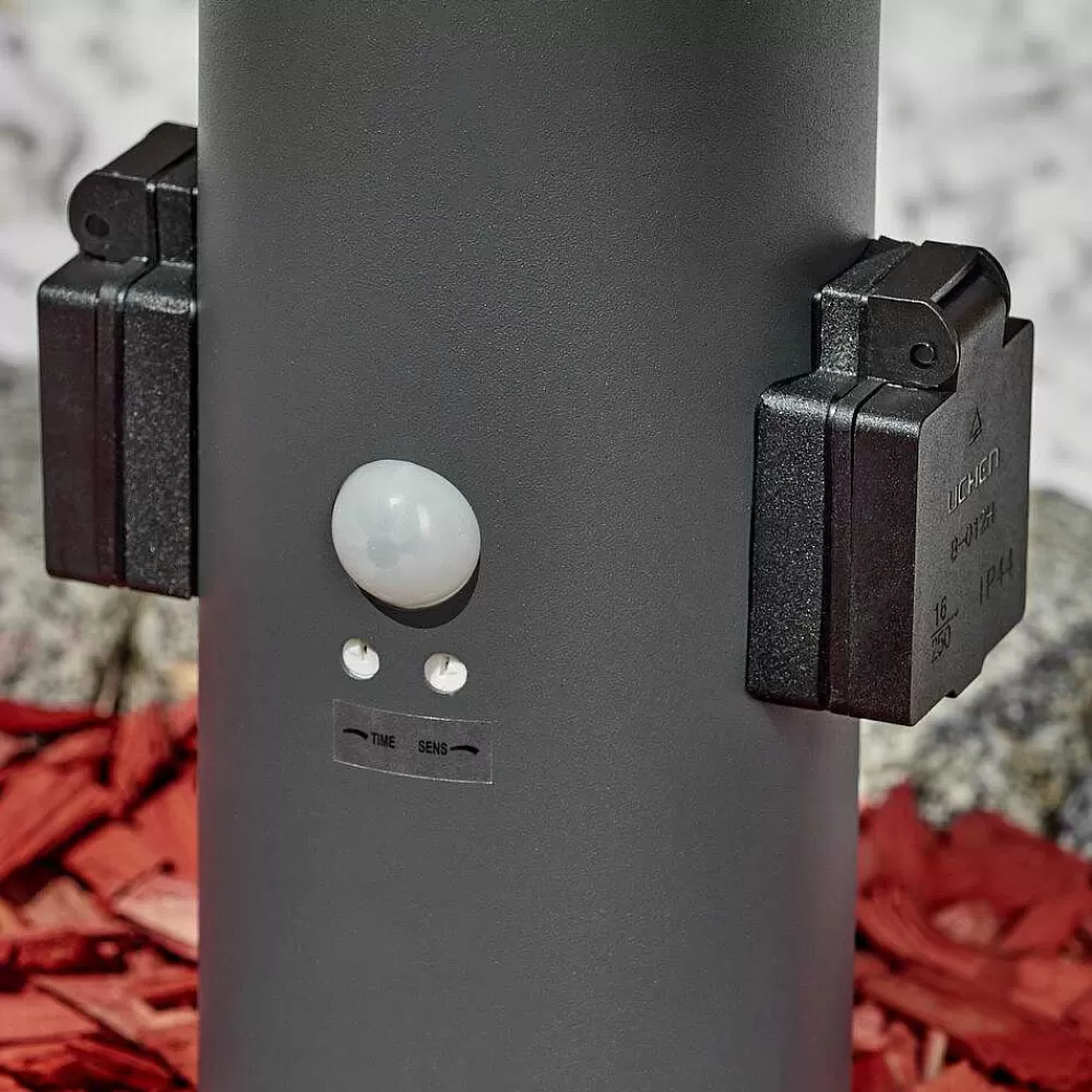 hofstein Borne Lumineuse Dakar Anthracite, 1 Lumiere, Detecteur De Mouvement