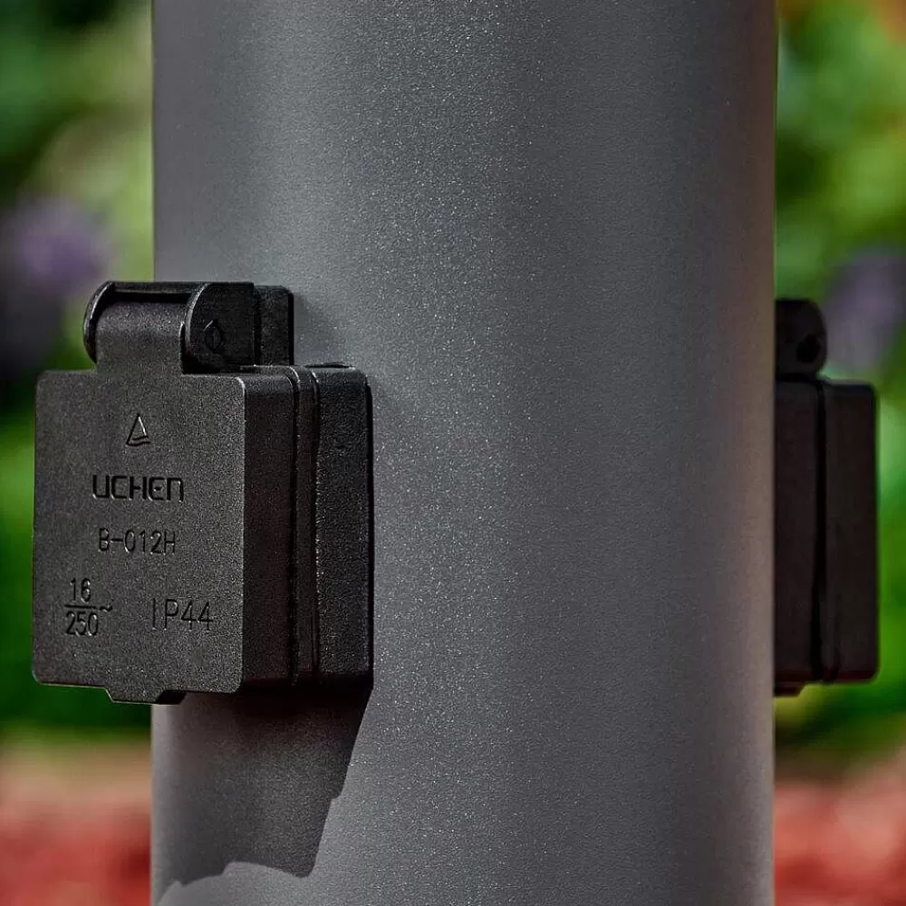 hofstein Borne Lumineuse Dakar Anthracite, 1 Lumiere, Detecteur De Mouvement