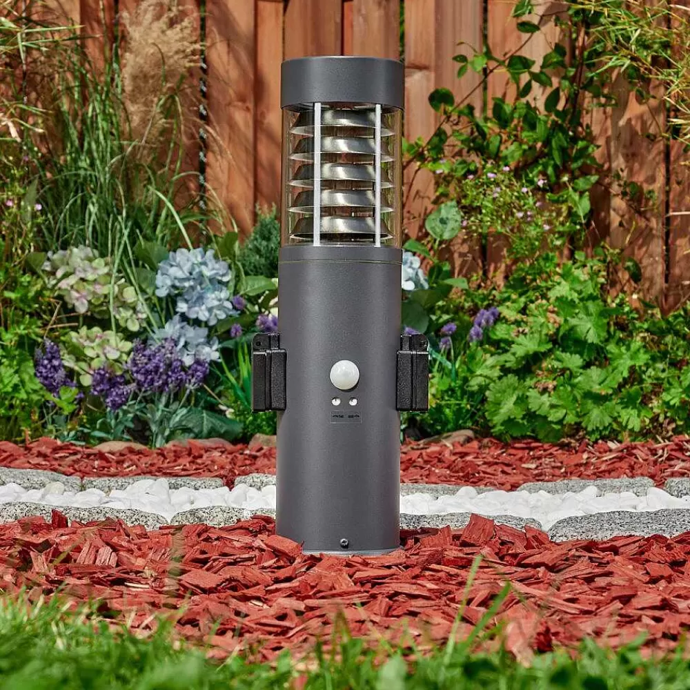 hofstein Borne Lumineuse Dakar Anthracite, 1 Lumiere, Detecteur De Mouvement